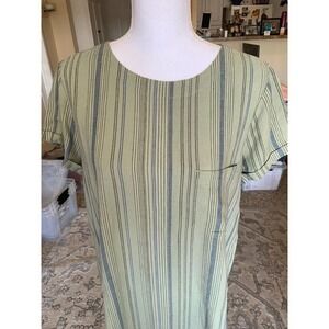 Anthropologie Cloth & Stone Dress Sz Small Green Short Sleeve Buttons Hi Lo Hem